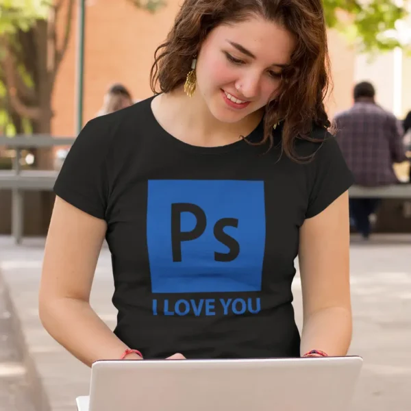 girl-at-school-working-on-her-laptop-t-shirt-mockup-a9182 PS I Love You T-shirt