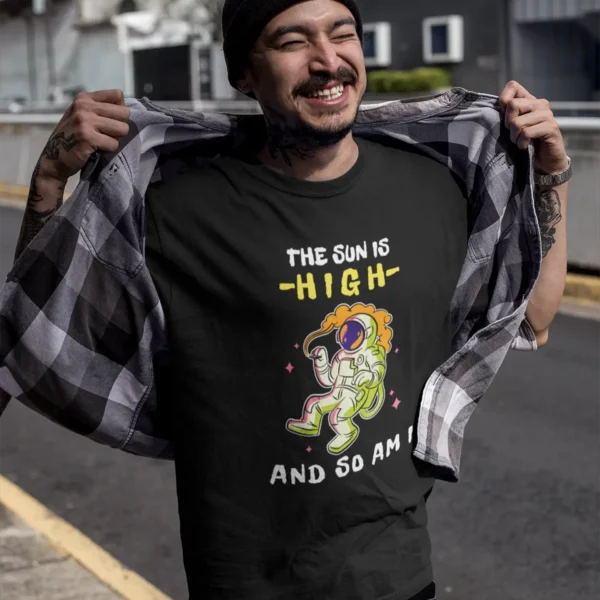 smiling-tattooed-asian-man-wearing-a-round-neck-t-shirt-mockup-outdoors-a17067 The Sun Is High T-shirt