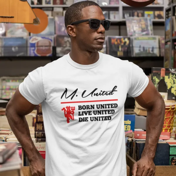 t-shirt-mockup-featuring-a-man-with-sunglasses-at-a-vintage-records-store-30452 Manchester United T-shirt