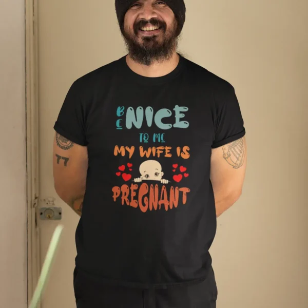 t-shirt-mockup-of-a-bearded-man-at-home-32831 My Wife Is Pregnant T-shirt