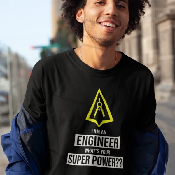 tee-mockup-of-a-happy-man-with-an-afro-out-on-the-street-18071 I Am An Engineer T-shirt