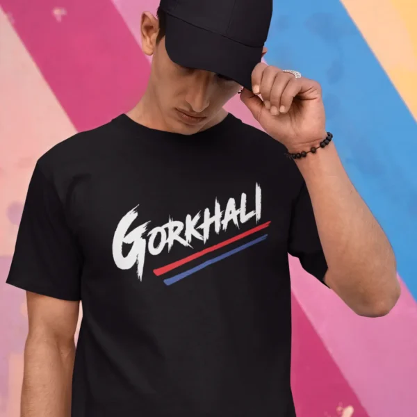 round-neck-gildan-tee-mockup-of-a-young-man-wearing-a-dad-hat-m31905 Gorkhali T-shirt