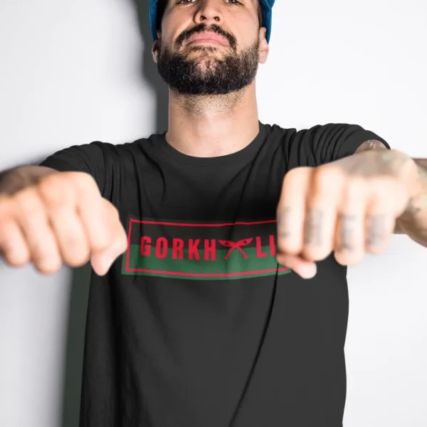 tattooed-man-wearing-a-tshirt-mockup-while-showing-his-knuckles-a17018 Gorkhali T-shirt